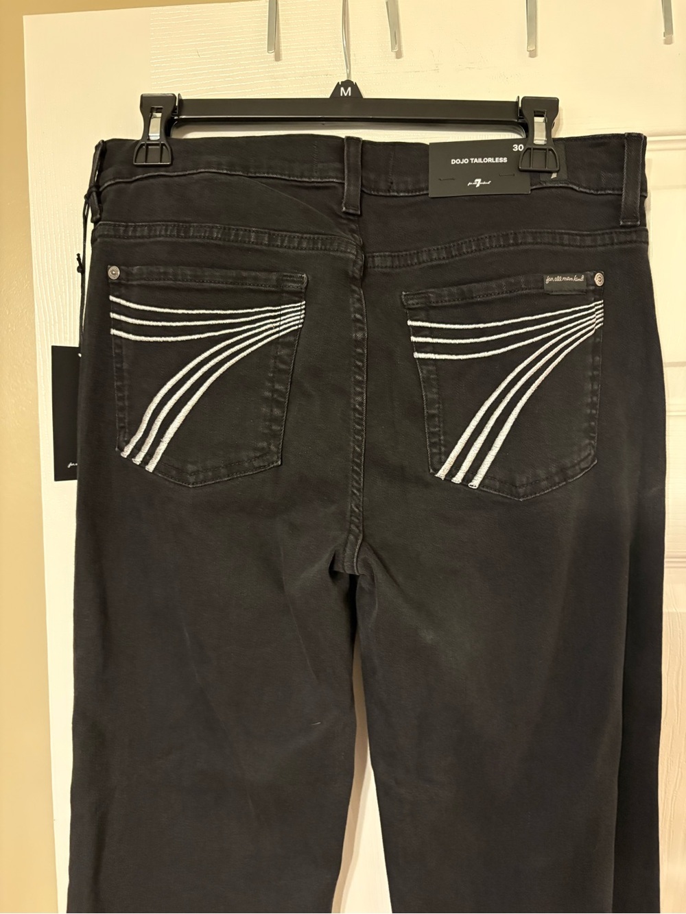 7 For All Mankind Dojo Jeans NWT Dark Wash Flare Leg Stretch Designer Denim - Picture 4 of 7